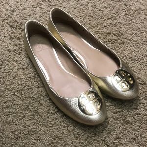 AUTHENTIC Gold Tory Burch flats